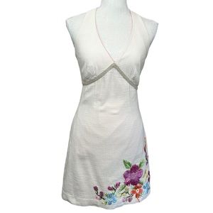 Lilly Pulitzer white label rare ivory halter dress cute floral embroidery size 2